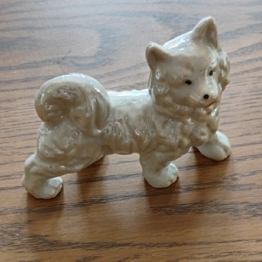 Cream Ceramic Dog Figurine - Decorative Home Accent